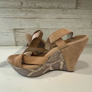 UGG snake print ankle wrap wedges heels shoes sz 8